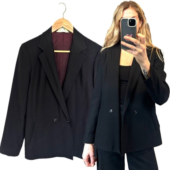 Vintage Jackets & Blazers - Vintage Classic 100% Wool Black Blazer Jacket